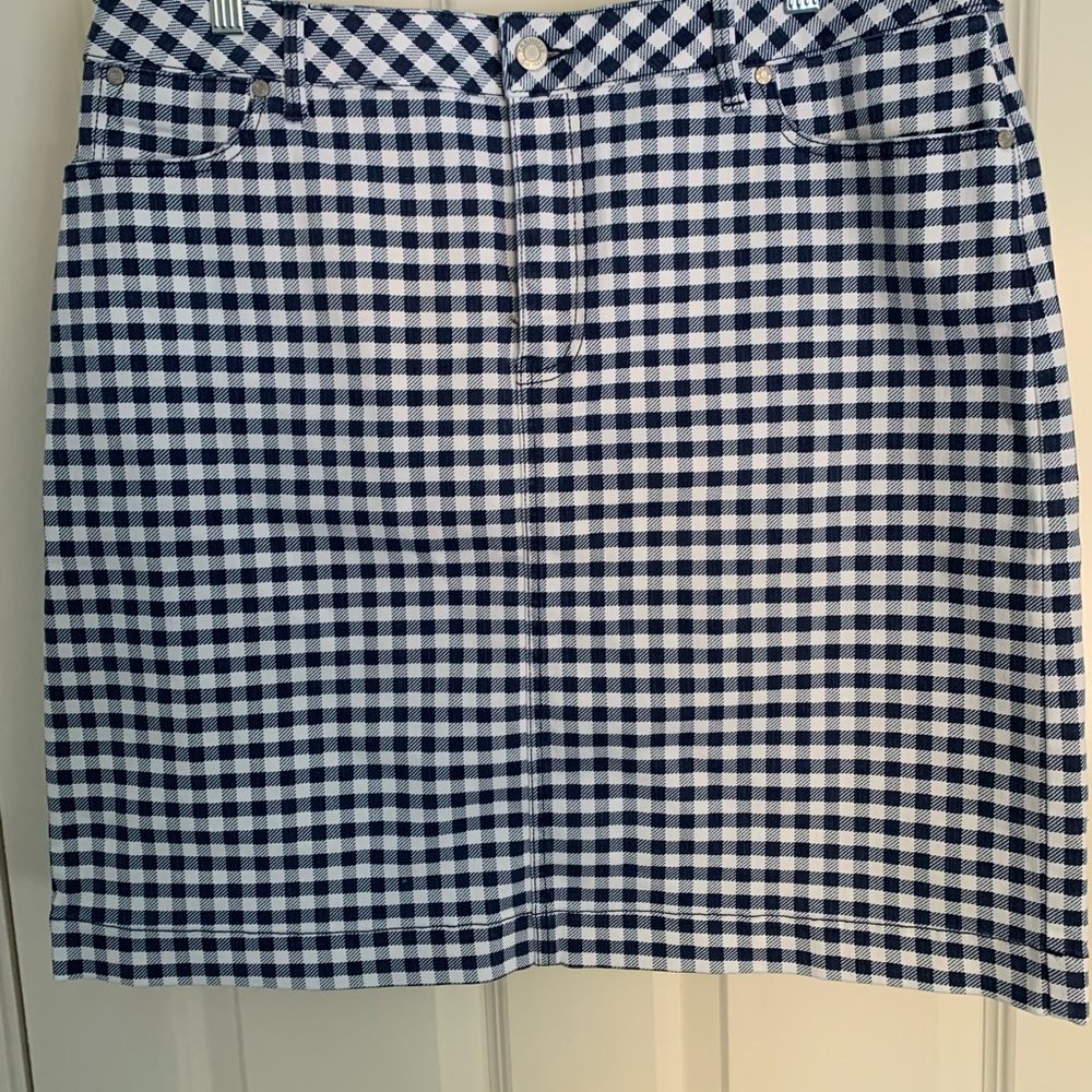 Talbots Navy and White Gingham Mini Skirt